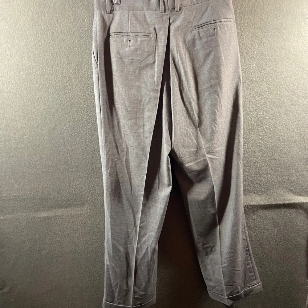 Brooks Brothers wool Dress Pants Pleated Cuffed Grey Made In Italy 36x32